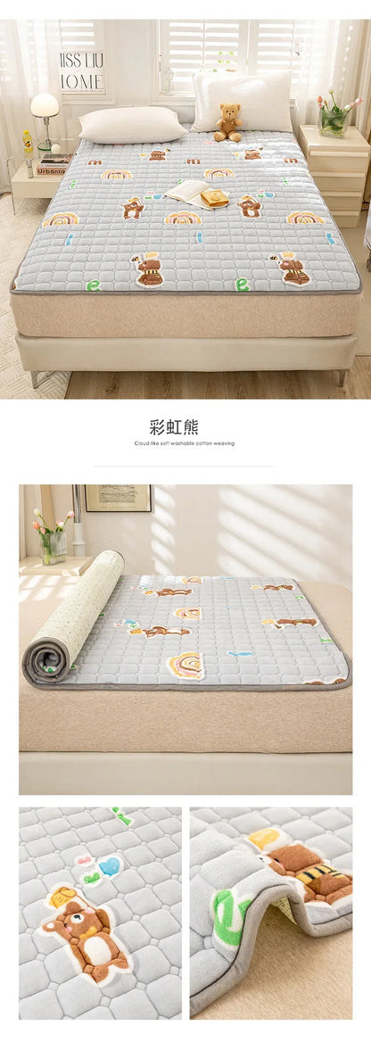 Winter Warm Mattress Toppers Home Textile Luxury Queen Size Bed Sheet Bed Cover Folding Thin Tatami Mat Mattress Protector Cover