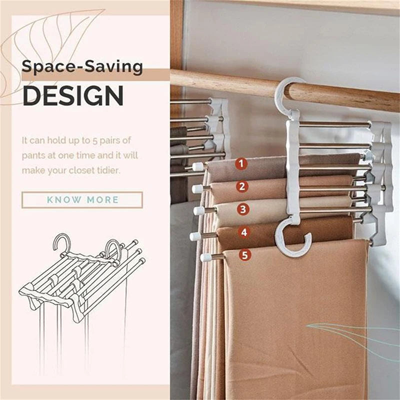 Folding Pants Storage Multifunctional Hanger for Pant Rack Hanger Clothes Organizer Hangers Save Wardrobe Space Bedroom Closets