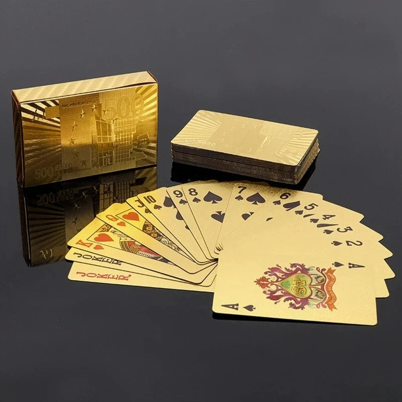 Gold Foil Poker Card Euro Style Plastic Playing Cards Waterproof Card Game Props Magic Tools Holiday Collectibles Party Gifts