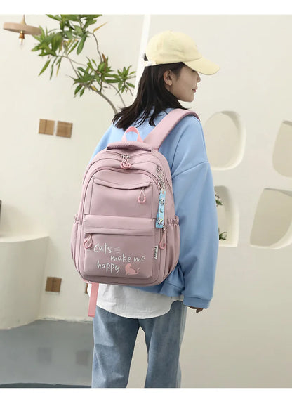 Fengdong Kawaii school Backpack for Girls cute School Bags Waterproof bookbag Teens College Student Large Travel Shoulder Bag