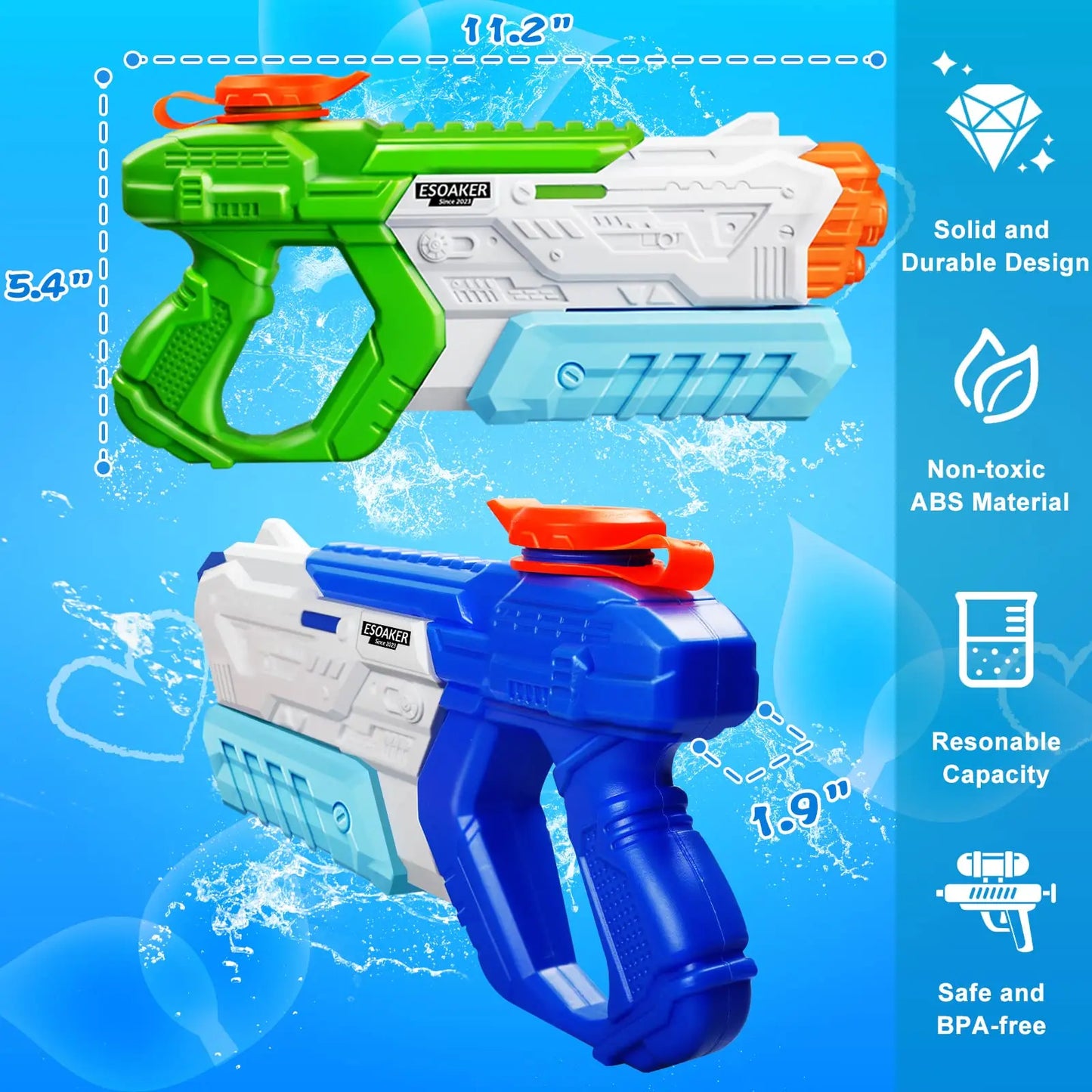 600cc High Capacity Water Gun for Kids Adults Long Range Watergun Summer Water Blaster Toy Super Soaker for Swimming Pool Beach