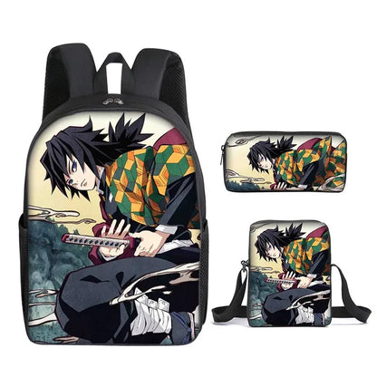 Nezuko Demon Slayer Anime 3Pcs/Set Backpack Student School Shoulder Bag Kids Cute Travel Backpack for Children Birthday Gifts