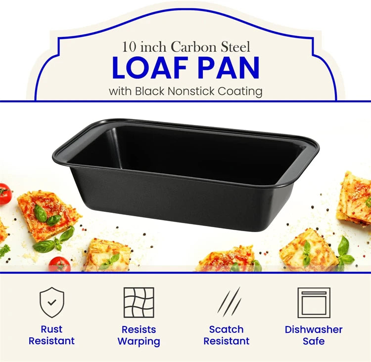 LMETJMA Nonstick Baking Bread Loaf Pan Carbon Steel Toast Bread Pan Tin Kitchen Rectangle Bakeware for Brownies Meatloaf JT233