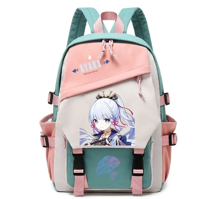 Genshin Impact Anime Cosplay Students School Bag Backpack Beelzebul Ayaka Xiao Bookbag Travel Rucksack Outdoor Boys Girls Gifts