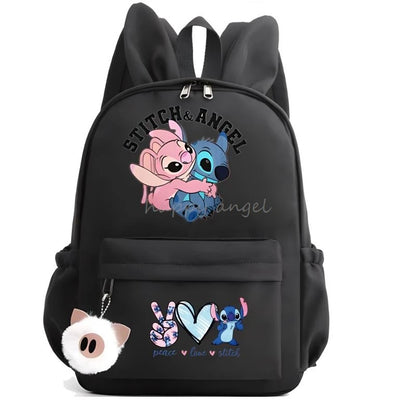 Hot Disney Lilo Stitch Backpack for Girls Boys Student Teenager Rucksack Women Casual School Bags Travel Rabbit Ears Mochila