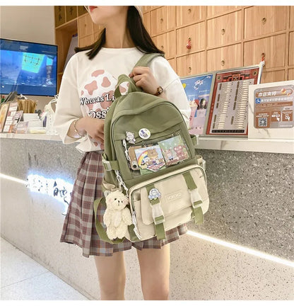 Kawaii Women Backpack Waterproof School Bag For Teenager Girl Student Bookbag Laptop Rucksack Cute Female Travel Bagpack Mochila