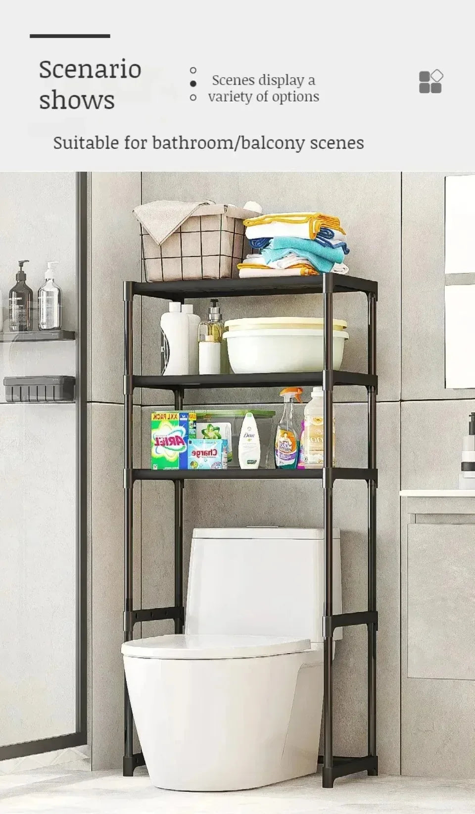 Bathroom Storage Rack Over The Toilet Shelf Multilayer Space Saver Organizer Multi-Functional Wall Hanging Toilet Storage Rack