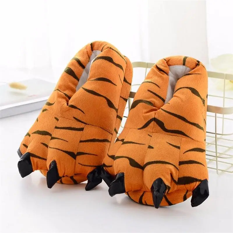 Animal Christmas Paw Slippers Super Soft Floor Noise Slippers Kids Boys Home Shoes Winter Warm Plush Slipper Women Indoor Shoes