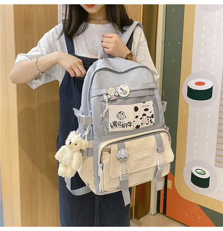 Kawaii Women Backpack Waterproof School Bag For Teenager Girl Student Bookbag Laptop Rucksack Cute Female Travel Bagpack Mochila