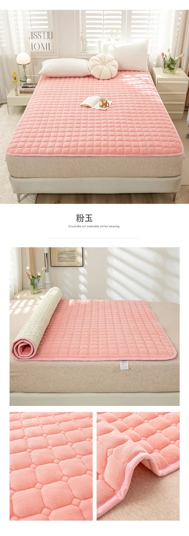 Winter Warm Mattress Toppers Home Textile Luxury Queen Size Bed Sheet Bed Cover Folding Thin Tatami Mat Mattress Protector Cover