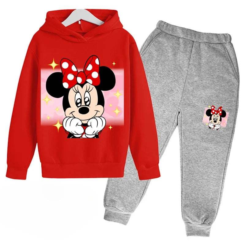 New Mickey and Minnie Cartoon Hoodie and Pants for Kids Long Sleeve Boys and Girls Spring and Autumn 2 Sets Kids Clothes Girls