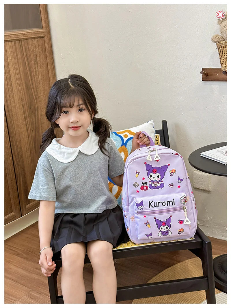 Sanrio Kuromi Hello Kitty My Melody Cinnamoroll Cartoon Backpack Cute Pompom Purin Pochacco School Bag For Adults Kids Sac A Dos