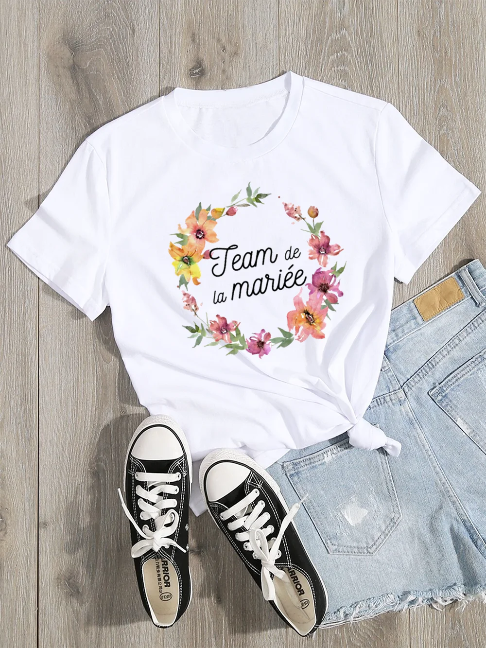 Team Bride Bachelorette Wedding Party Women Evjf Tee Shirt Casual ladies basic O-collar Pink Short Sleeved T-shirt Girl