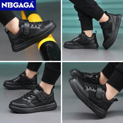 Children Sneaker Boys Casual Shoes Black Leather Flat Student Walking Shoes Non-slip Girl Lightweight Sports Tennis Footwear