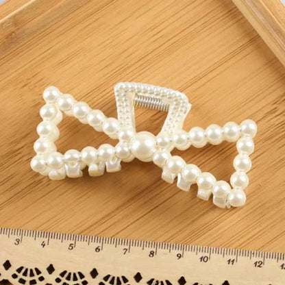 Elegant Pearls Beads Hairpin for Women Fashion Geometric Hair Claw Barrettes Headwear Horsetail Hair Clips Hair Crab Accessories