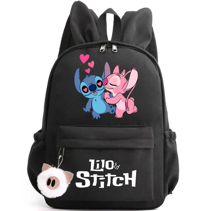 Disney Lilo Stitch Cute Backpack for Girl Boy Student Teenager Rucksack Women Casual School Bags Travel Rabbit Ears Mochila