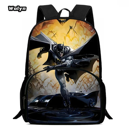 Cartoon Super Hero B-BatmanS LOGO Child Backpack,Shoulder Bag,Pencil Bag for 4-8 Years Old Anime School Bag for BoyGirl BestGift