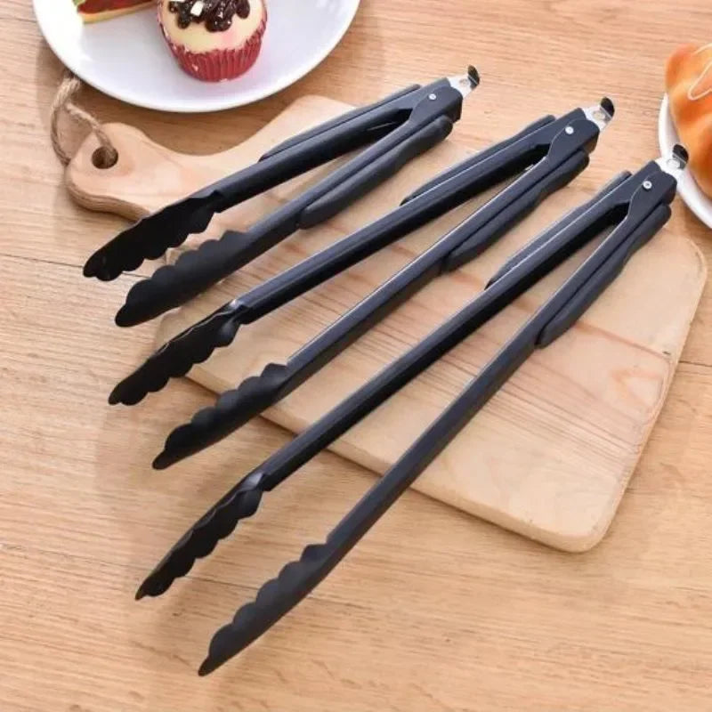 9/12/14Inch Silicone BBQ Grilling Tong Salad Bread Serving Tong Non-Stick Kitchen Barbecue Grilling Cooking Tong NLock Food Clip