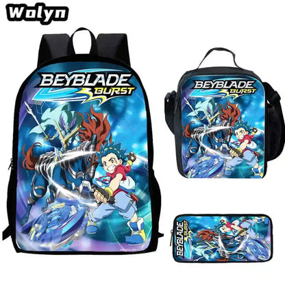 Anime-Bey-Blade Child School Backpack With Cartoon Lunch Bags Cartoon Pencil Bags School Bags for Boys Girls Best Gift