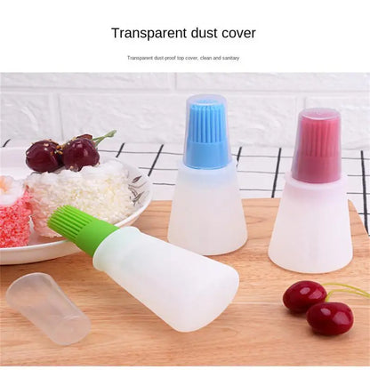 Silicone Oil Bottle Brush Oil Dispenser Bottle With Barbecue Brush High Temperature Resistant Basting Brush Kitchen BBQ Tools