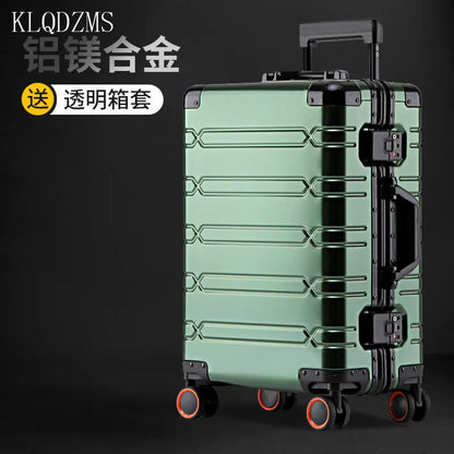 KLQDZMS High Quality 100% Aluminium Suitcases With Wheeled Trolleys Business Trip Large Capacity Rolling Luggage Travel Bag