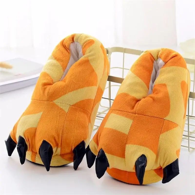 Animal Christmas Paw Slippers Super Soft Floor Noise Slippers Kids Boys Home Shoes Winter Warm Plush Slipper Women Indoor Shoes