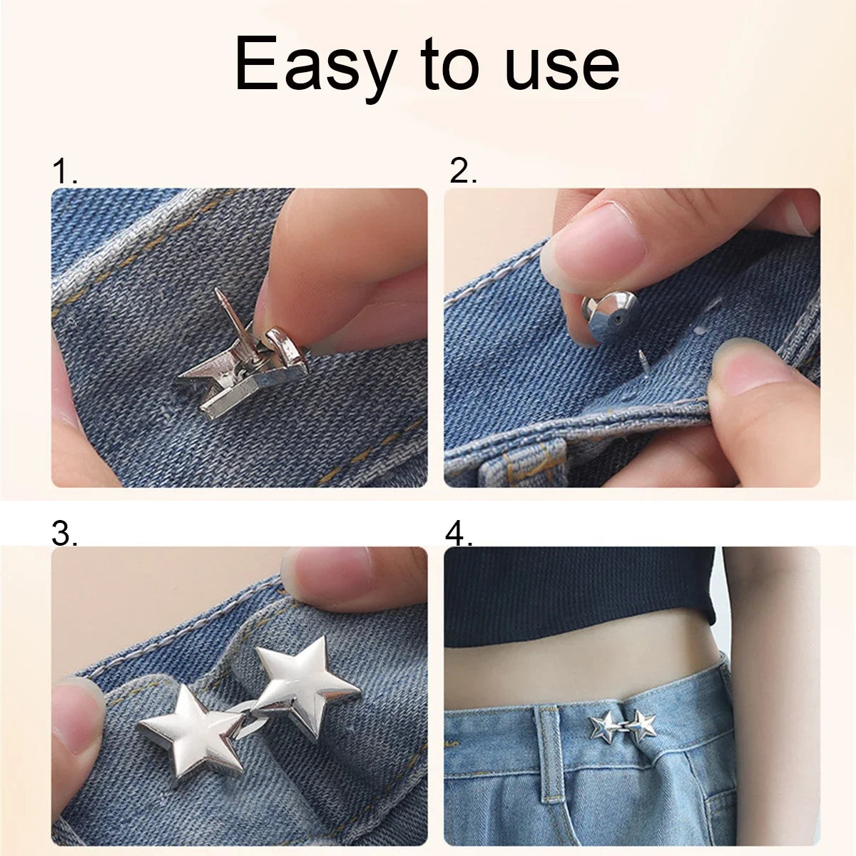 1 Pair Jeans Button Adjustable Clips for Pant Skirts Waist Tightener Buckle Snap Button Adjuster Pants Pin Retractable Button