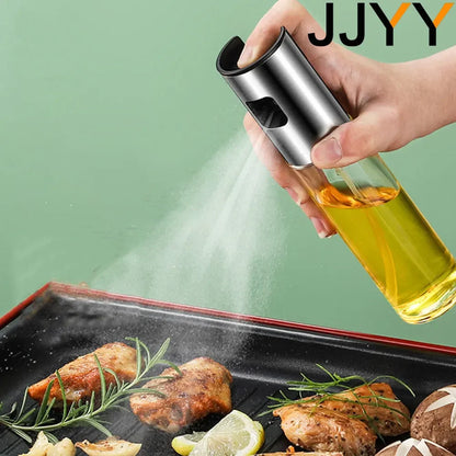 JJYY Kitchen Push Type Spray Olive Oil Sprayer Bottle Pump Oil Pot Leak-proof Grill Sprayer Oil Dispenser BBQ Gravy Boats Tools