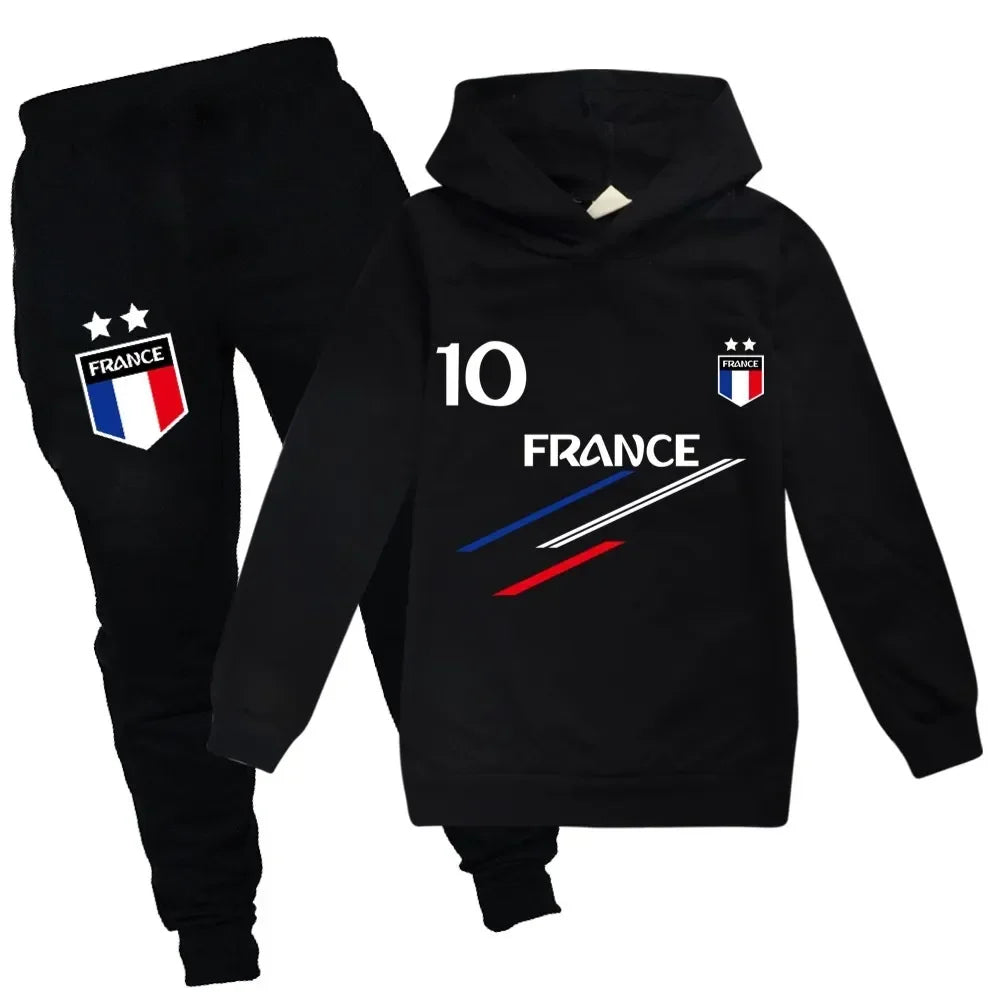 New Kids Clothes Baby Boys France Football 10 Tracksuit Tops Pants 2PCS Children Boy Spring Autumn Outfits Girls Sets 2-15 Years