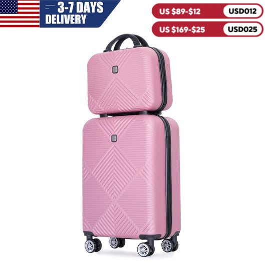 2 Piece Carry on Luggage Set, Airline Approved 20 Inch Luggage with Cosmetic Case，Hard Shell Suitcase with Spinner Wheels