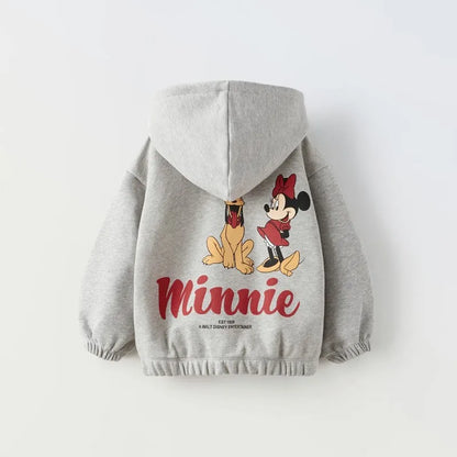 Casual Autumn Costume Boys And Girls Sports Outerweat Long Sleeve Plush Sweatshirt Coats New Minnie Donald Duck Print Hoodies