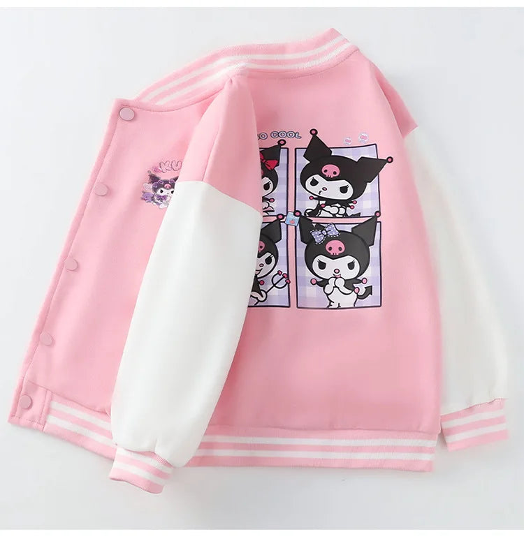 Sanrio Girls Boys Cartoon Kuromi Jacket Children Teen Coats Spring Autumn Kids Single breasted Jackets Casual Sports Outerwear