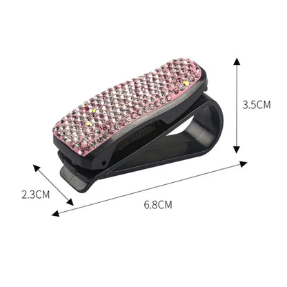 Sun Visor Mount Sunglasses Clip Holder Rhinestone Bracket Portable Sunglasses Car Crystal Clip Decoration Accessories