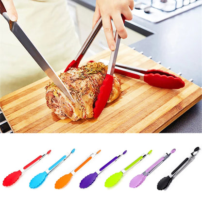 Food Tong Stainless Steel Kitchen Tongs Silicone Nylon Non-Slip Cooking Clip Clamp BBQ Salad Tools Grill Kitchen Accessories