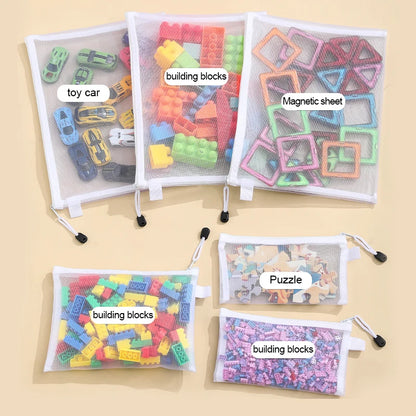 Children's puzzle building block toy storage classification bag transparent zipper mesh bag Storage Tools Cosmetic Organization