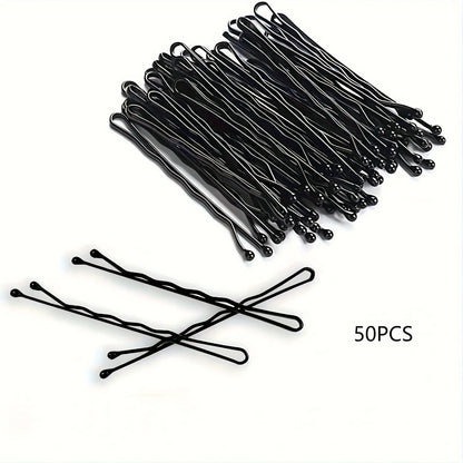 50/100pcs Classic Black Hair Clips For Girls - 2.17inch Alloy Bobby Pins, Fashionable Accessory For Teens & Up