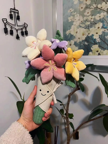 Holding Flowers Plush Toy Eternal Flowers Bouquets Toy Marriage Proposal Props Graduation Ceremony Valentine's Day Birthday gift