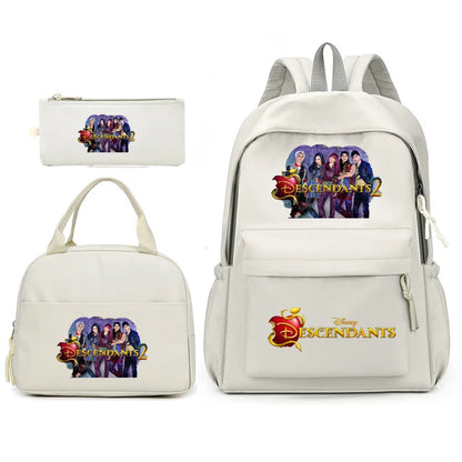 3pcs Disney Descendants Backpack with Lunch Bag for Women Student Teenagers School Bags Comfortable Travel Sets