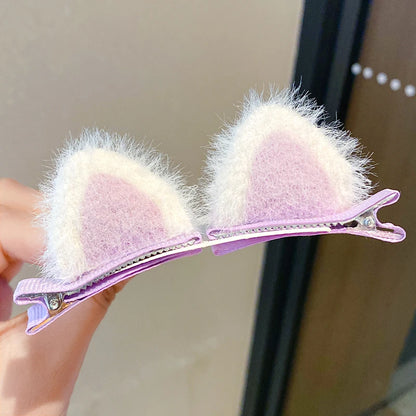 2Pcs/Set New Cute Solid Rabbit Ears Clips for Baby Girls Handmade Kawaii Barrettes Headwear Kids Hair Accessories