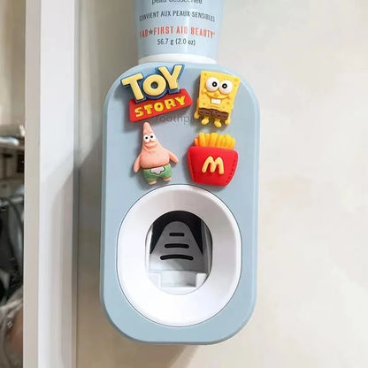 Automatic Kids Toothpaste Dispenser Toothpaste Squeezer for Children Household Cartoon Toothbrush Holder Bathroom Accessories