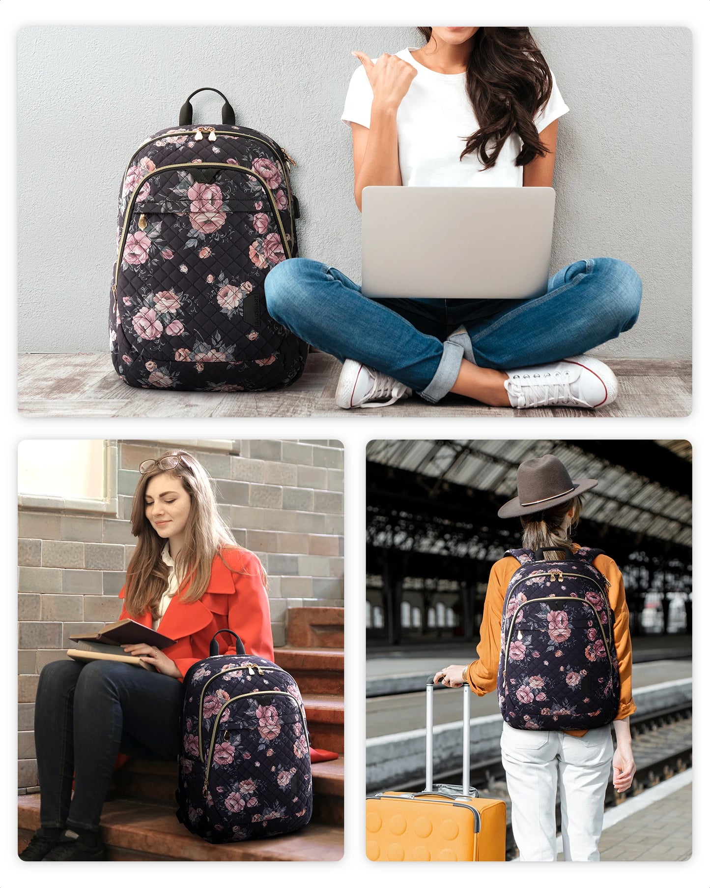 BAGSMART Backpacks for Women School Bag for girl 17.5''/15.6'' Notebook Travel Laptop Computer Backpack with USB Charging Port