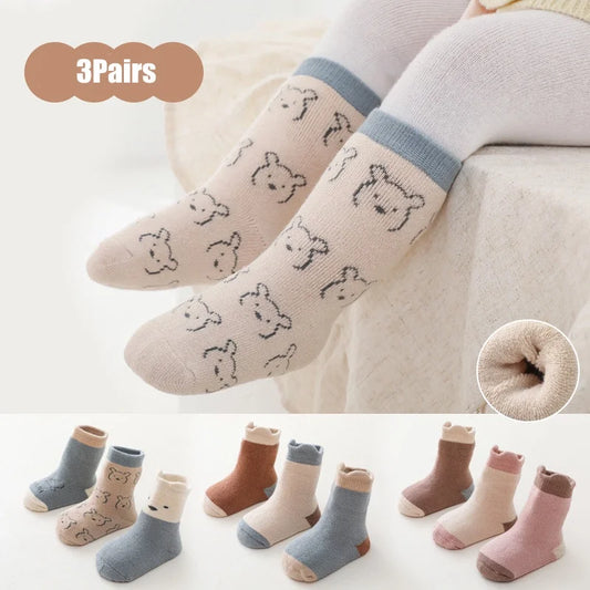 3Pairs/set Autumn New Style Thick Warm Baby Socks Newborn Baby Girl Boy Socks Children's Socks Infants for Winter