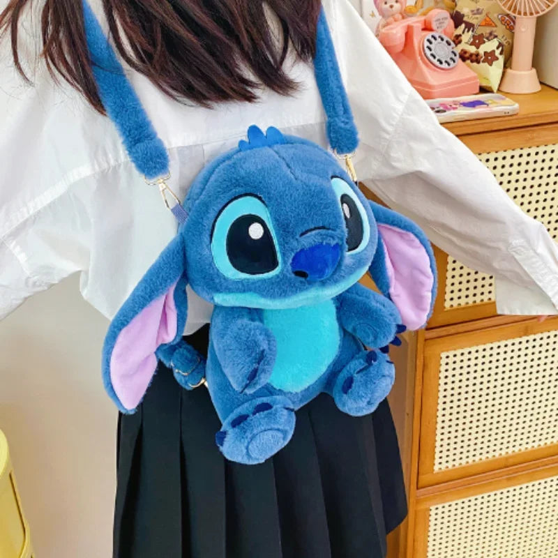 Kawaii Disney Stitch Bag Plush Backpack Bagpack Double Shoulder Crossbody Bag Storage Pouch Plushie Anime Toy Gift for Girls