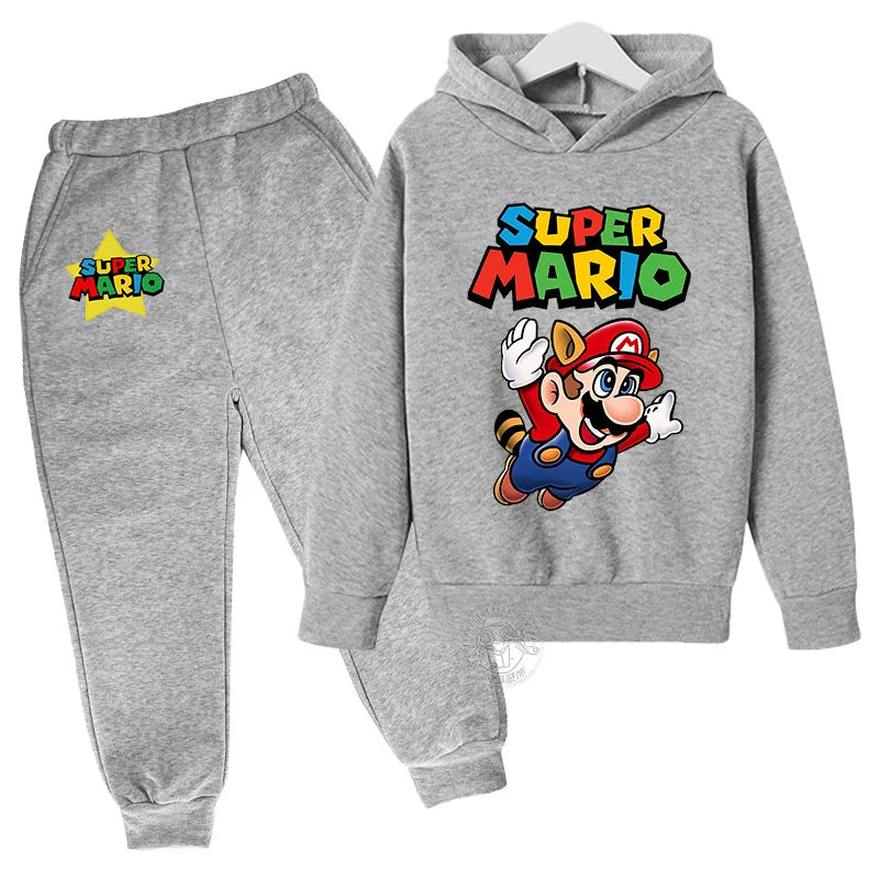 Super Mario Kawaii children's suit street fashion boys and girls suit sports pullover + sweatpants two-piece sports suit