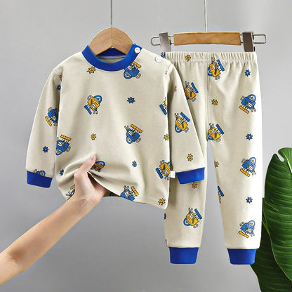 New Kids Boys Girls Pure Cotton Pajamas Cute Cartoon Long Sleeve Pyjamas Toddler Baby Autumn Sleepwear Children's Clothing Sets