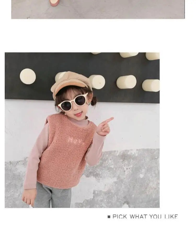 Children's Vest for Autumn and Winter, Outer Wear for Boys and Girls, Fashionable Waistcoat with Plush Fleece Simple Style