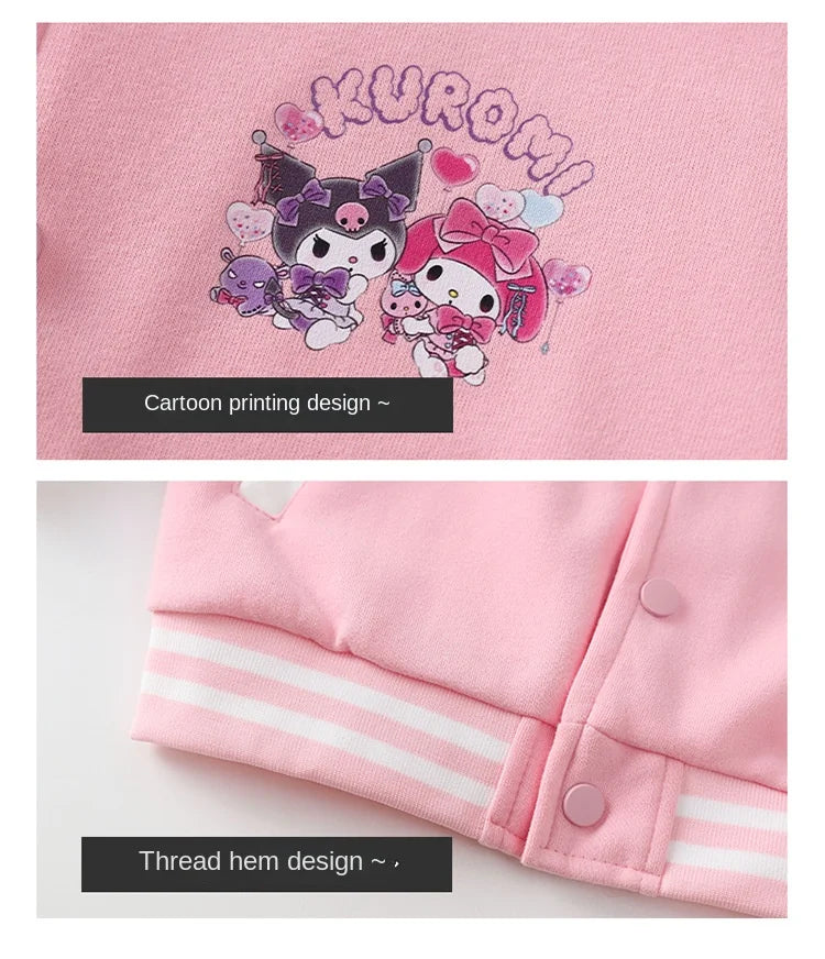 Sanrio Girls Boys Cartoon Kuromi Jacket Children Teen Coats Spring Autumn Kids Single breasted Jackets Casual Sports Outerwear