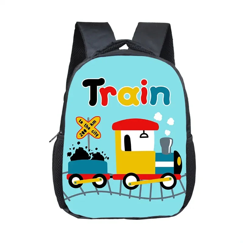 Cute Cartoon Train Locomotive Print Backpack for 2-4 Years Old High-speed Train Kids Bookbags Boy Girl Toddler School Bag Gift