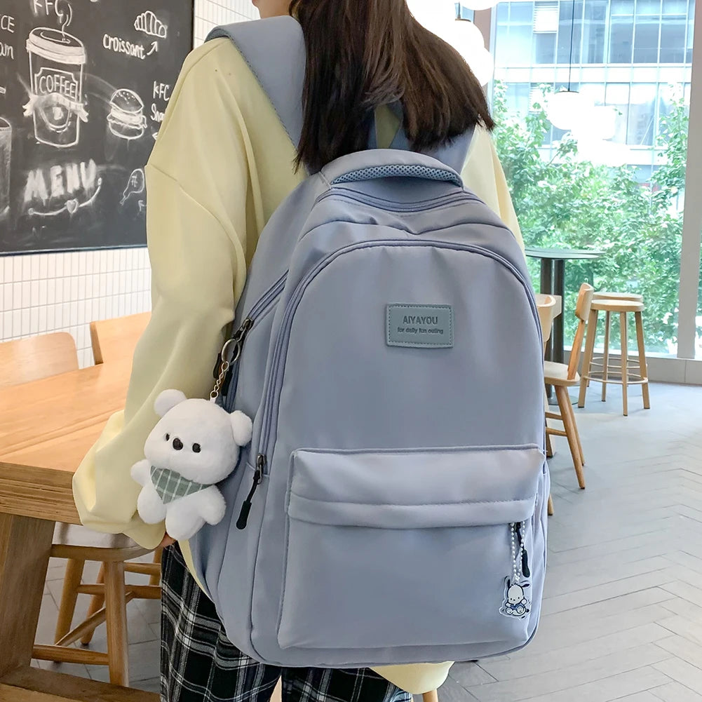 5 Pcs Set Kawaii Girls Backpack For Student School Bag Teenager Girls Schoolbag Book Bags Pencil Case Women Travel Backpack Tote