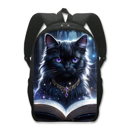 Moon Black Cat Print Backpacks Witchcraft Cat Starry Sky Teenager Daypack for Travel Storage Backpack Laptop Bags School Bag